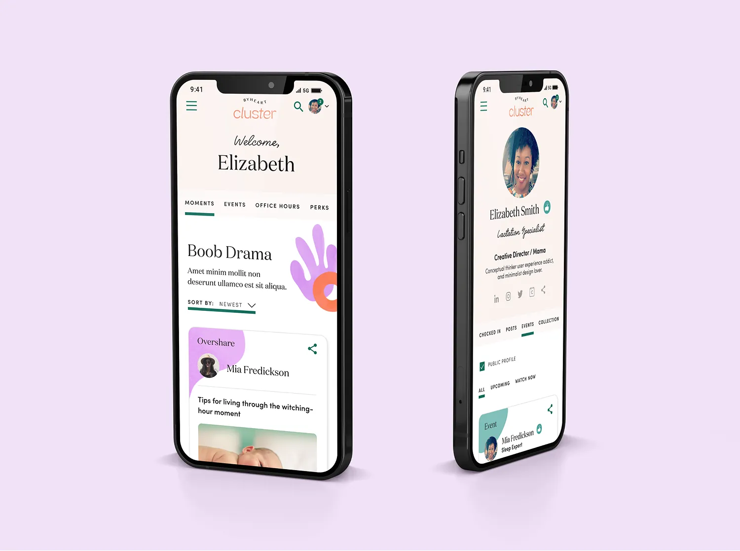 Cluster mobile interface screens